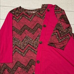 Celeste plus size maxi dress 1X Hot pink with geometric animal floral print EUC